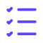 ícono azul listado de características